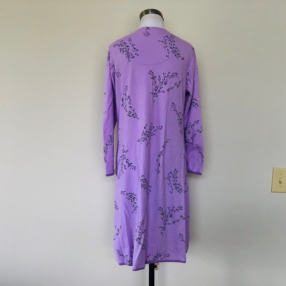 Nightgown Pullover Purple Floral Scoop Neck Long Sleeves CELESTIAL DREAMS - Picture 5 of 11
